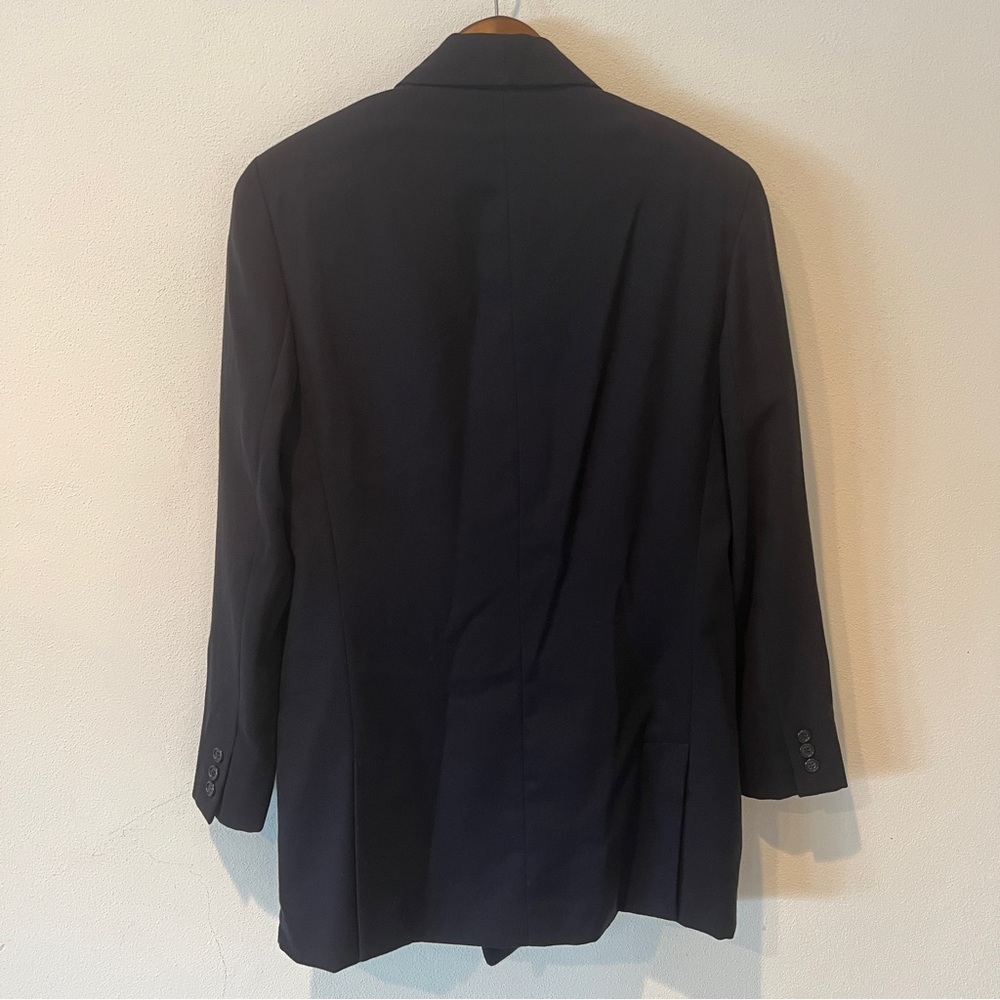 Vintage Anne Klein II Navy Wool Oversized Double Breasted Blazer Shoulder Pads - Picture 9 of 9